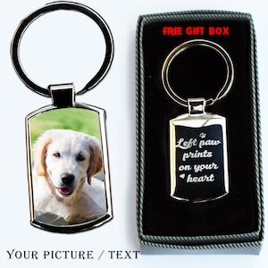 Personalised Custom Picture Engraved and Photo Printed Chrome metal key-ring, Keepsakes gift Picture Engraved Gift Free gift Box,Top Gift , image 6