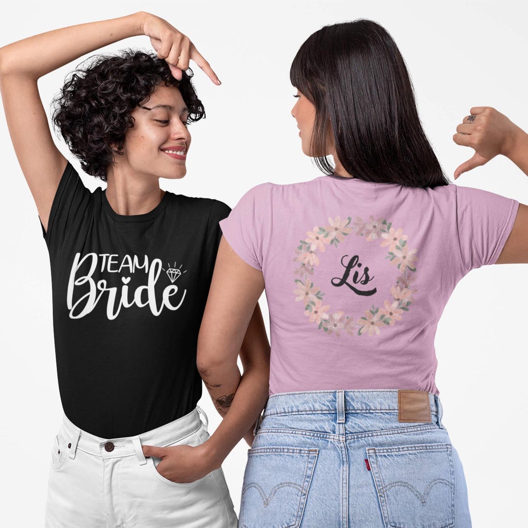 Personalised Team Bride Bridesmaid T-shirts, Custom Bridal Party T ...