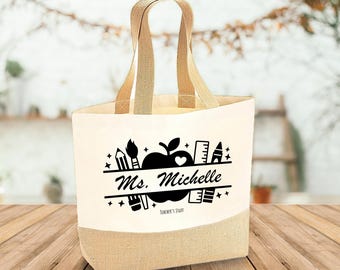 Personalised Teacher Tote Bag, Custom Teacher Gift , Thoughtful Teacher Appreciation Bag, Year End Teacher Gifts, Cotton Canvas Tote Bag