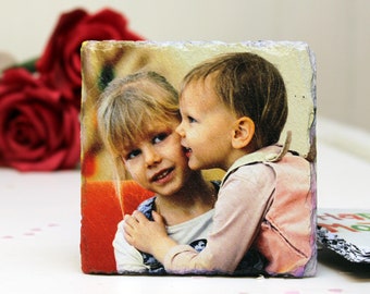 Porta-copos de ardósia impressos personalizados, ideia de presente com foto exclusiva personalizada, porta-copos de ardósia impressos à prova d&#39;água, ideia de presente de aniversário de Natal