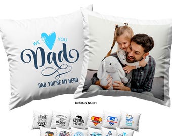 Personalised Father's Day Cushion Cover with Photo & Text, Custom Dad Gift, Photo Pillow for Dad, Dad Birthday Gift, Custom Dad Pillow Case
