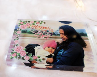 Personalised Custom Picture Photo Printed  Acrylic Block High Quality Prints ideal Mothers Day , Fathers Day Nana gift, Front Back Printing