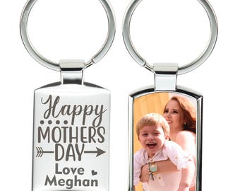 Personalised Photo Keyring, Custom Text Engraved Keychain, Gift For Valentine's, Mothers Day, Mom, Dad, Him, Her, Personalised Keepsake