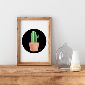 Cactus Art Print: Potted Cactus, Digital cactus artwork, Succulents, Desert Decor, Cactus Decor, Cactus art, Southwest Art, Happy Art