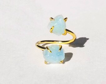 Aquamarine ring | raw aquamarine ring | aquamarine wrap ring | aquamarine crystal | chakra ring | a gift for her | Crystal ring|