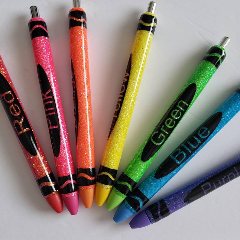 Custom Glitter Pen Gel Pen Refillable Pen Crayons Etsy
