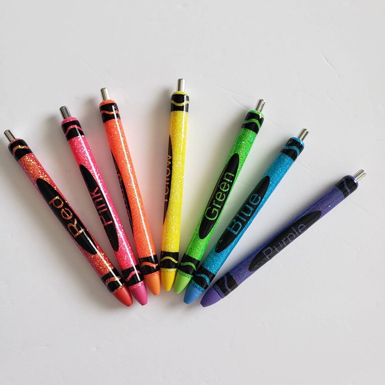 Custom Glitter Pen Gel Pen Refillable Pen Crayons Etsy