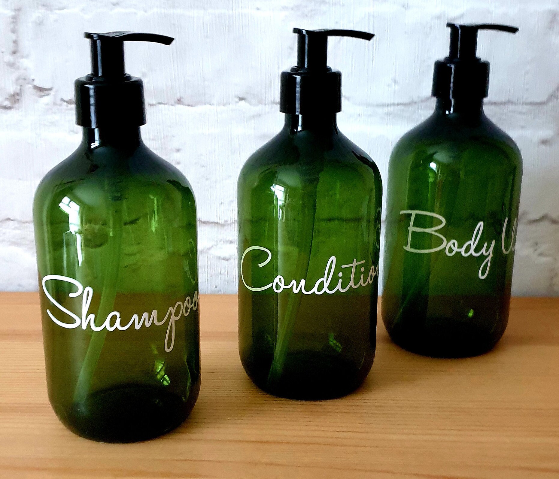 Botellas de baño verdes personalizadas botella de champú | Etsy