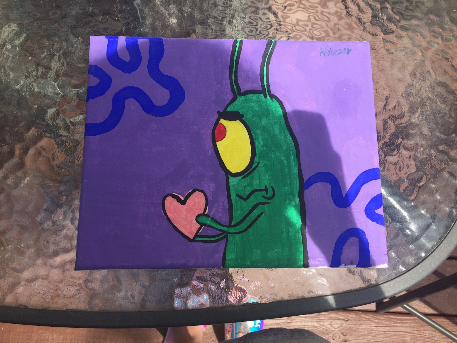 Plankton Holding A Heart 8x10 Canvas | Etsy