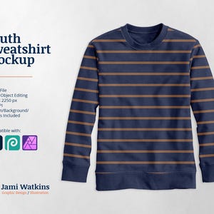 Youth Sweatshirt PSD Mockup Template, Photoshop Smart Object Editing