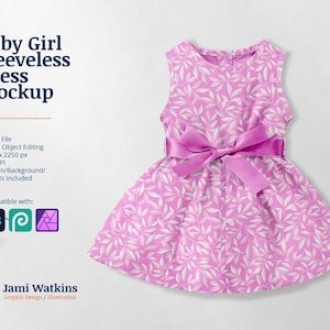 Baby Girl Ruffled Sleeveless Dress PSD Mockup Template, Photoshop Smart Object Editing
