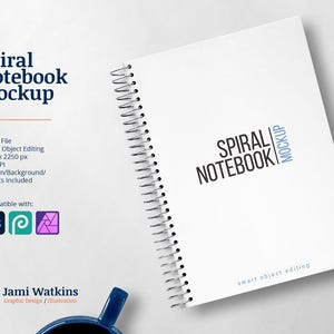 Spiral Notebook PSD Mockup Template, Photoshop Smart Object Editing