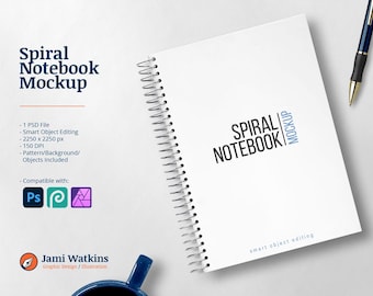 Modello PSD di mockup del quaderno a spirale, modifica degli oggetti avanzati di Photoshop