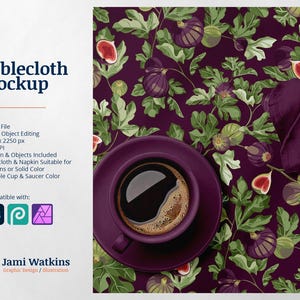 Tablecloth PSD Mockup Template, Photoshop Smart Object Editing