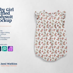 Baby Girl Ruffle Bodysuit PSD Mockup Template, Photoshop Smart Object Editing