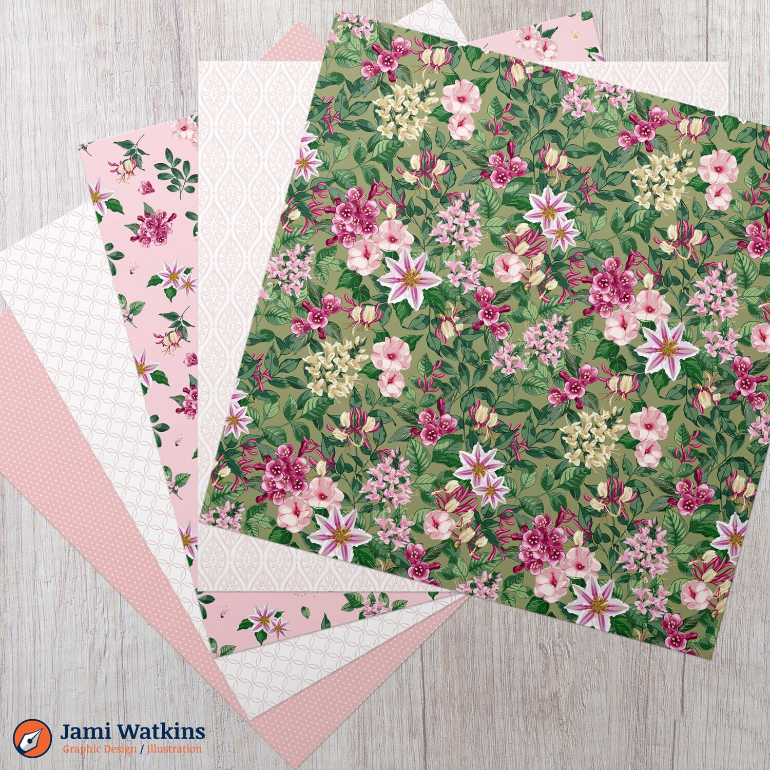 Spring Garden Digital Paper Set (10), Pink Flowers Pattern - Etsy