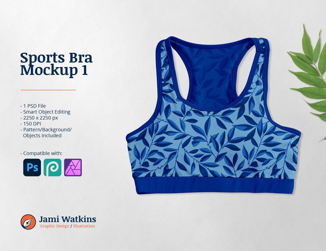 Sports Bra PSD Mockup Template, Smart Object Editing Etsy