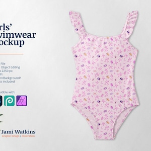 Girl&#39;s Swimwear PSD Mockup Template, Photoshop Smart Object Editing