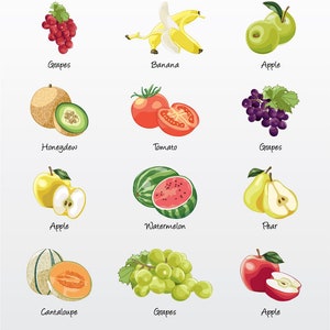 Pacote de ilustração vetorial de frutas (variedades) (conjunto de 12) / Clip Art [Arquivos: PNG | EPS | PDF]