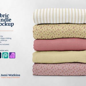 Gauze / Muslin Fabric Bundle (5) PSD Mockup Template, Photoshop Smart Object Editing