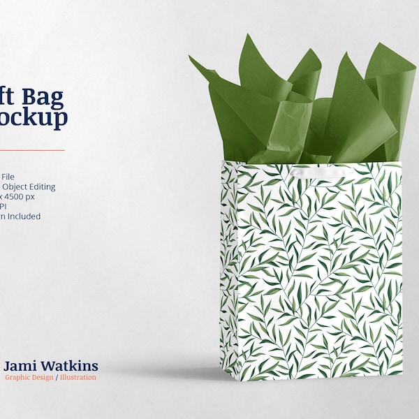 Gift Bag PSD Mockup Template, Photoshop Smart Object Editing