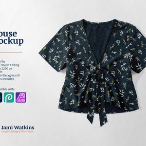 Blouse PSD Mockup Template, Photoshop Smart Object Editing