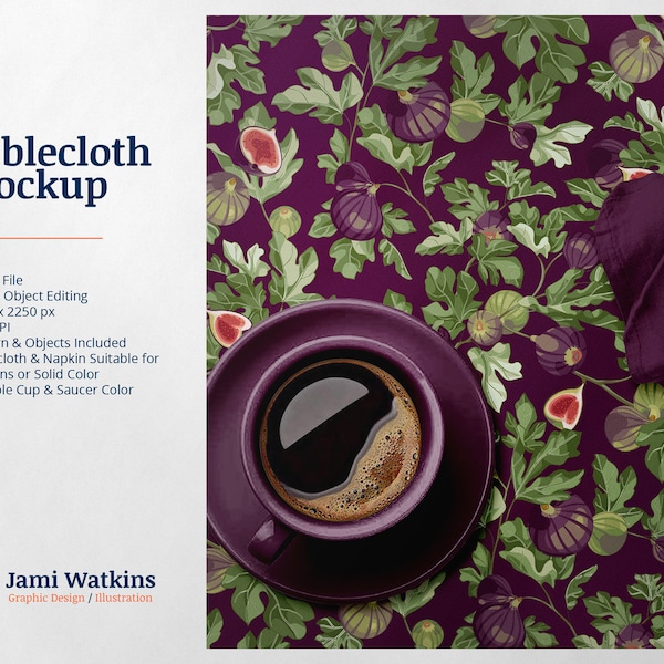 Tablecloth PSD Mockup Template, Photoshop Smart Object Editing