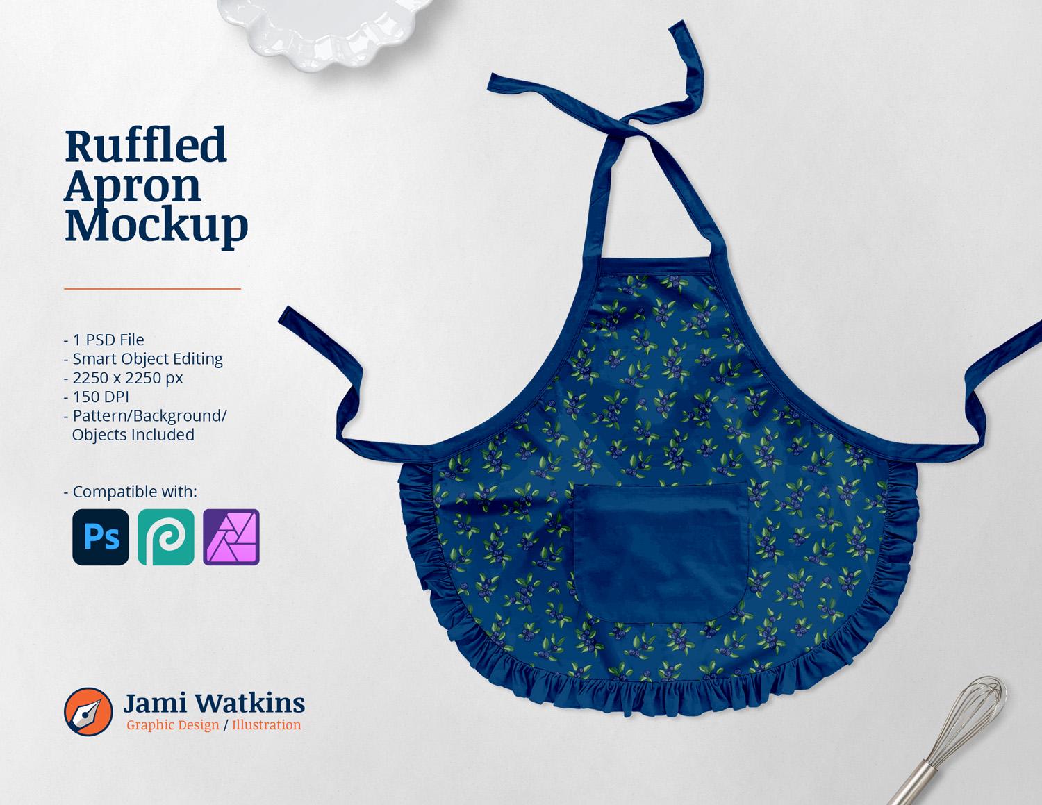 Ruffled Apron PSD Mockup Template, Photoshop Smart Object Editing - Etsy