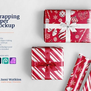 Wrapping Paper 3 PSD Mockup Template, Photoshop Smart Object Editing