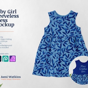 Baby Sleeveless Dress PSD Mockup Template, Photoshop Smart Object Editing