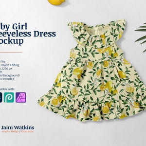 Baby Girl Ruffled Sleeveless Dress PSD Mockup Template, Photoshop Smart Object Editing