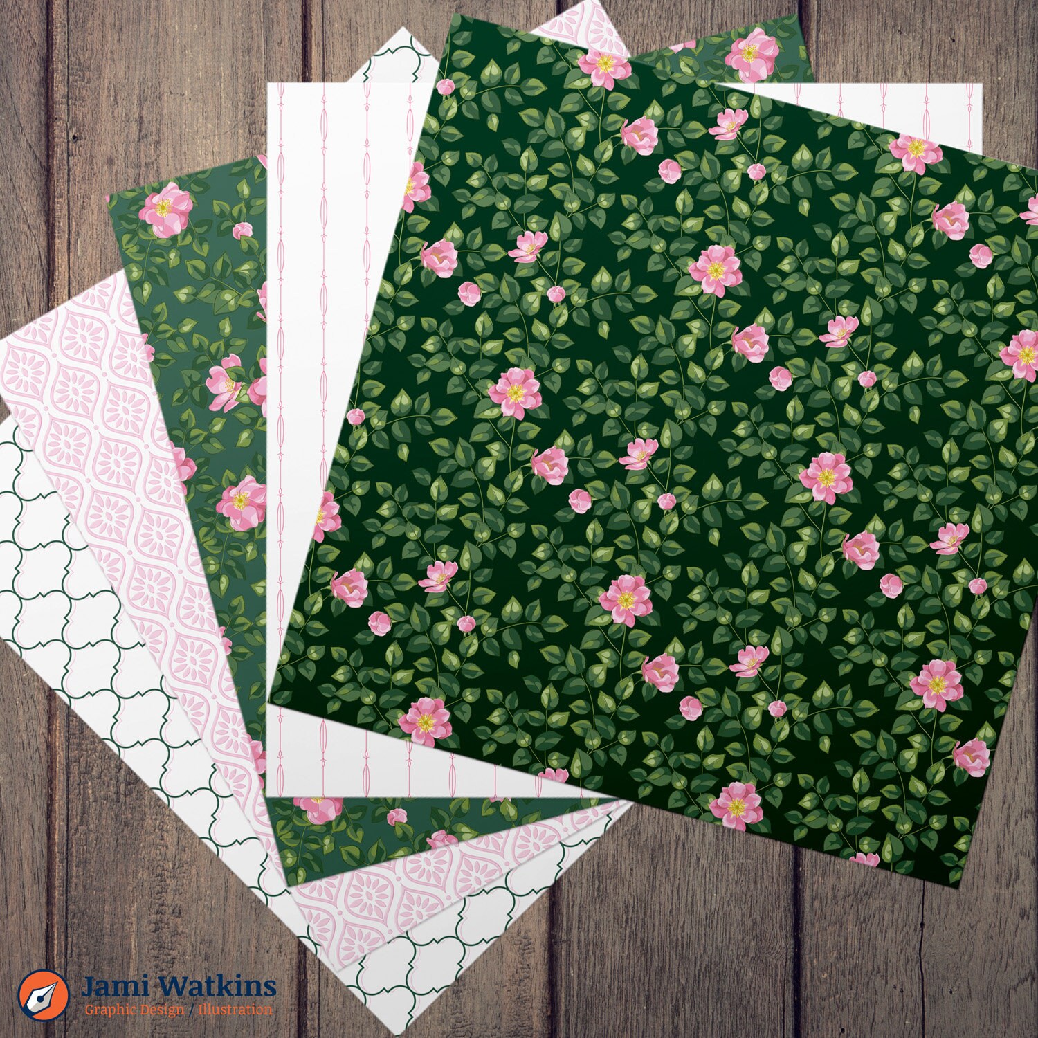 Wild Rose Digital Paper Set 10 Seamless Pink Floral Pattern - Etsy ...