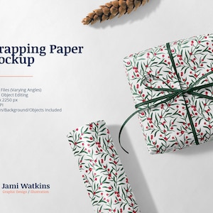 Wrapping Paper PSD Mockup Template (Set of 3), Photoshop Smart Object Editing