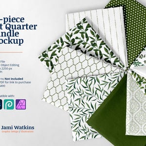 10pc Fabric Bundle PSD Mockup Template, Photoshop Smart Object Editing
