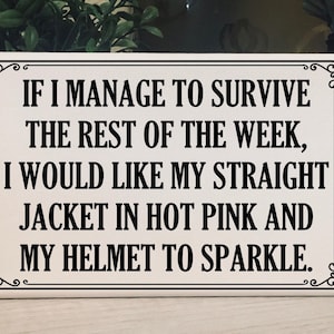 If I Survive / Straight Jacket /  Funny Desk Signs / Funny Office Gifts