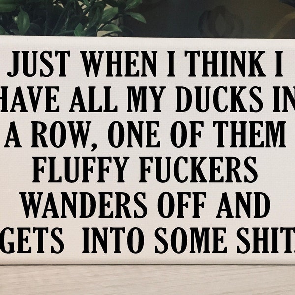 Ducks In A Row / Work From Home / Funny Desk Signs / Funny Office Gifts / Curse Word Gifts