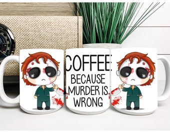 Michael / Halloween / Large Ceramic Mug / Horror Movie Decor / Full Wrap / Dishwasher Safe