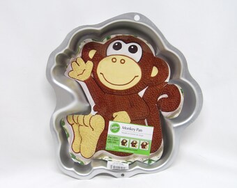 Wilton Monkey Cake Pan: Jungle Zoo Animal Party, 10.5&quot; x 8.5&quot;