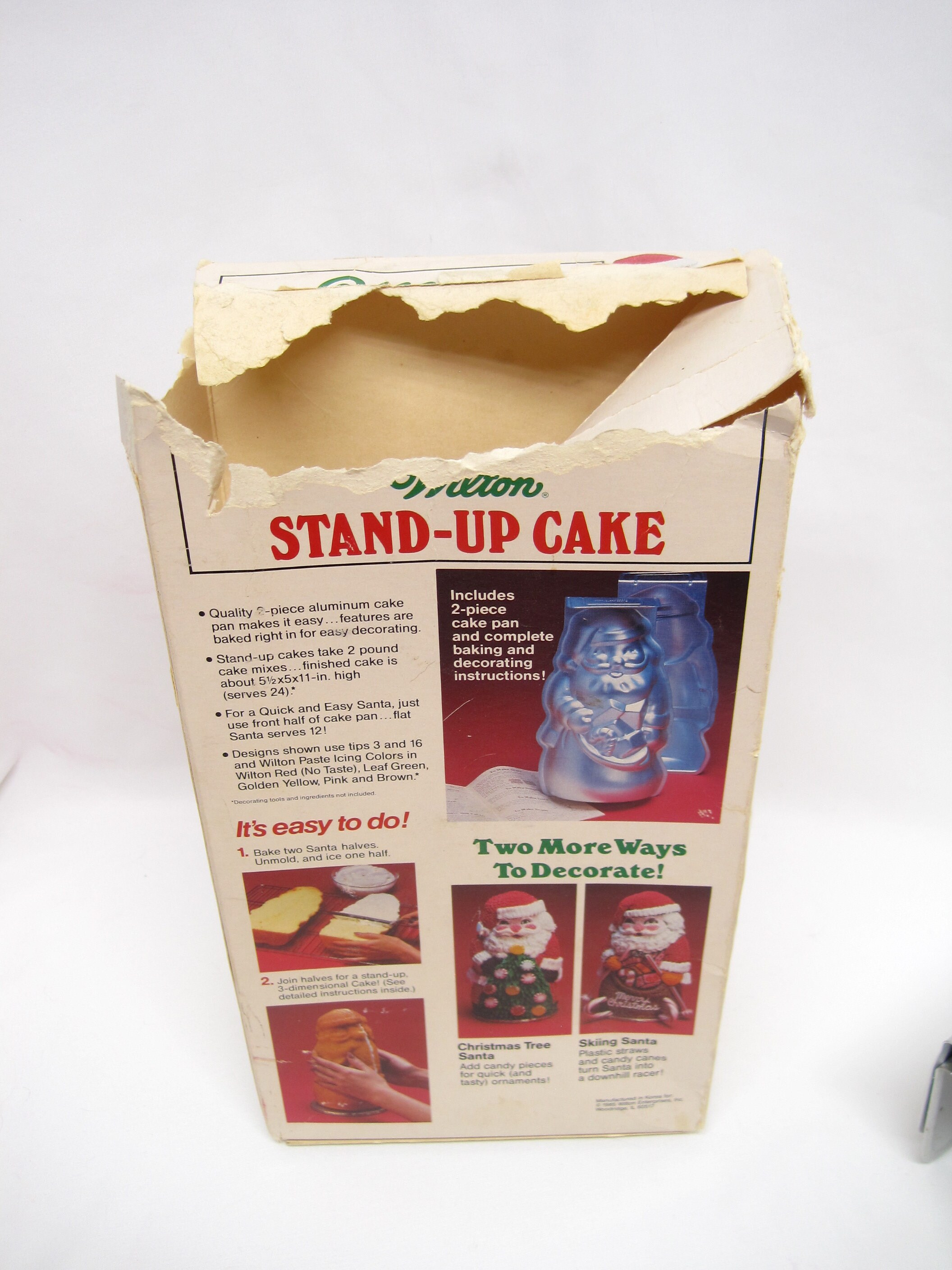 Vintage Wilton Stand up Santa Claus Cake Pan, 1985 Aluminum 2 Piece  Christmas Set With Original Box and Instructions, 11 Tall 