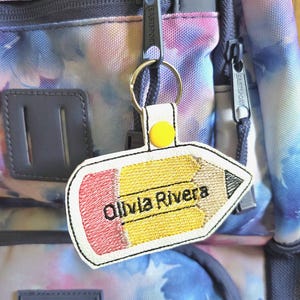 Personalized Faux Leather School Bag Tag: Embroidered Name