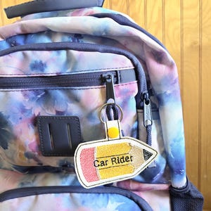 Personalized Faux Leather Car Rider Bag Tag: Back To School