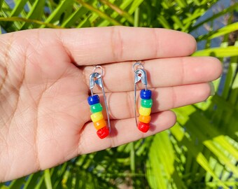 rainbow pin earrings | colorful | earrings | pride | rainbow | fun earrings | funky | lightweight