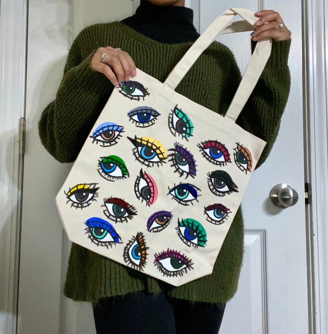 Optic Totes Hand Painted Eye Tote Bag Trendy Bag - Etsy