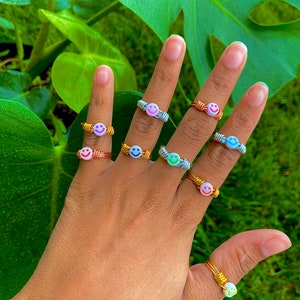 Smiley Ringe | dazu passende Ringe | handgefertigte Ringe | süßer Schmuck | Drahtringe | Silberringe | Goldringe | Rotgold Ringe | Valentinstag