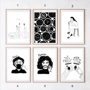 Coffee shop art prints | the bean loft art prints | the bean loft | coffee themed art | coffee art | prints | black and white prints | gift