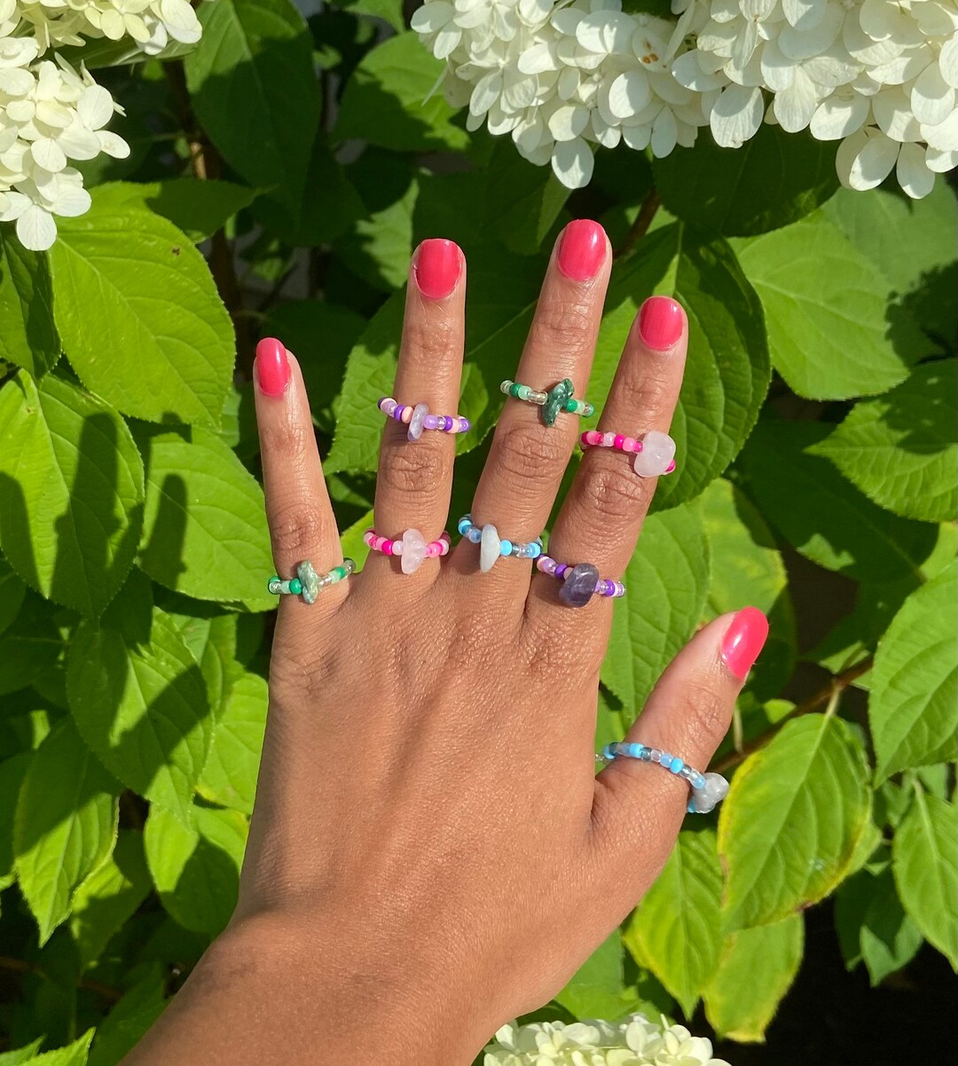 Beaded Gemstone Rings | Gemstones | Colorful | Stone Rings | Rings ...