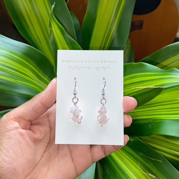 Rose quartz earrings | cute earrings | earrings |rose quartz | dangle earrings | crystal earrings | pink earrings