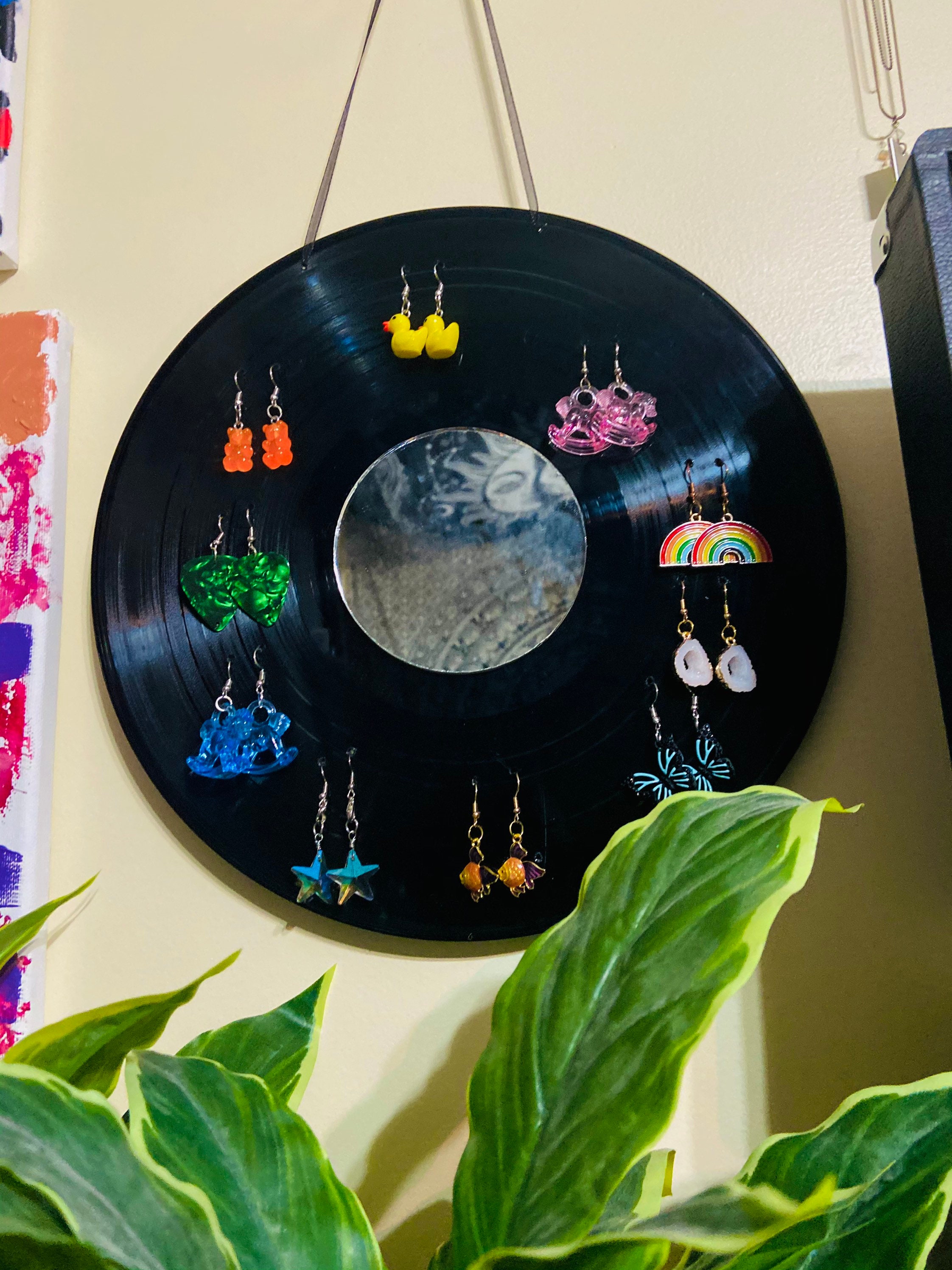 Vinyl Record Earring Display Record Player Room Decor Etsy