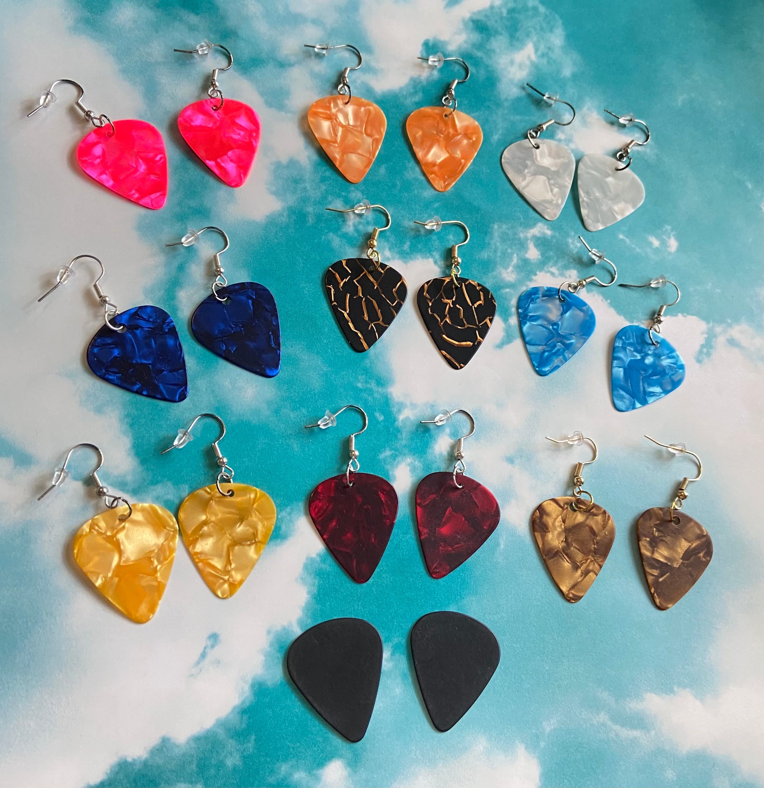 YANCHUN Music Guitar Earrings For Women Pink Heart Punk Renaissance Dangle Earrings Music Earrings Hip Hop Jewelry Gifts For Girls (pink-A)