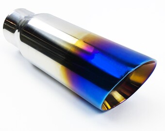 4.00 inch dia 12.00 inches long Chrome Angle 2.50 inch inlet Exhaust Tip